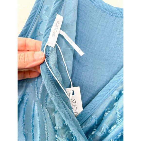 NWT! Stitchdrop Nordstrom Mykonos Blue Sail Crinkle Tank Dress Size M - Picture 6 of 6